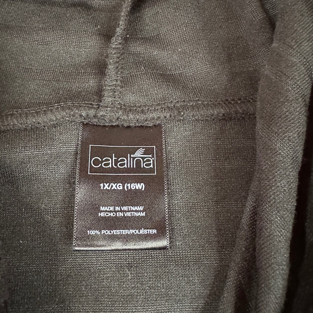 Catalina Hooded Vest Women's 1X Black Ribbed Zip Front Sleeveless Lightweight - Picture 7 of 10